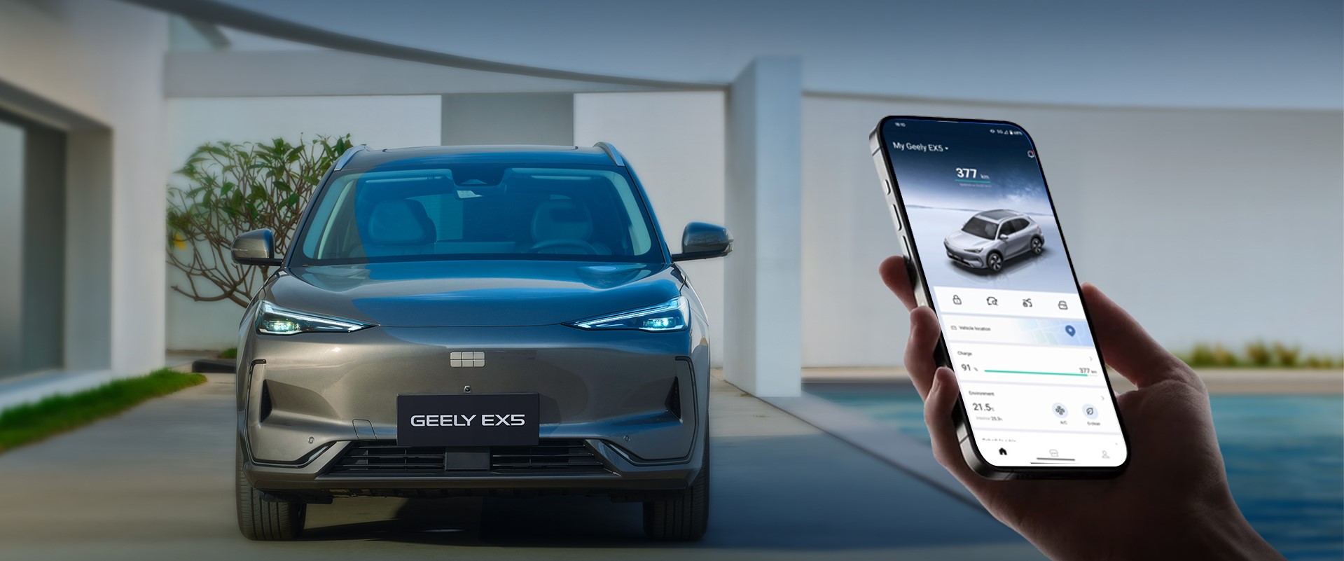 Geely EX5 YOUR GEELY EX5, NOW IN THE PALM OF YOUR HAND